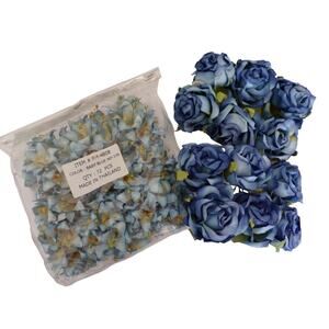 Paper Flowers Craft Lot Blues (72) Piece Package Baby Blue (12) Blue Roses